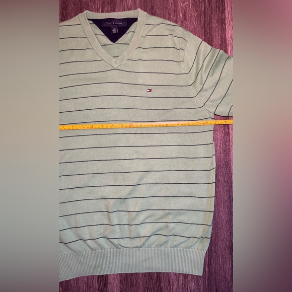 Tommy Hilfiger Men's Green and Blue Jumper Size M - Picture 4 of 7